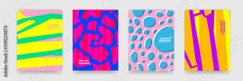 Cover design backgrounds, abstract organic geometry and color gradient pattern. Vector geometric liquid and fluid flow shape graphic, art posters and color gradient abstract cover backgrounds
