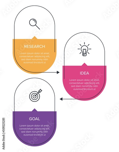 Vertical infographic design with icons and 3 options or steps. Thin line. Infographics business concept. Can be used for info graphics, flow charts, presentations, mobile web sites, printed materials.