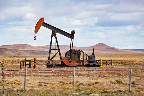 Small oil derrick, Tierra del Fuego, Paragonia, Argentina photo