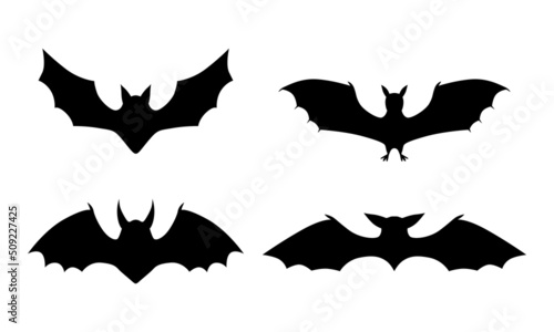 Halloween bat silhouette icon set