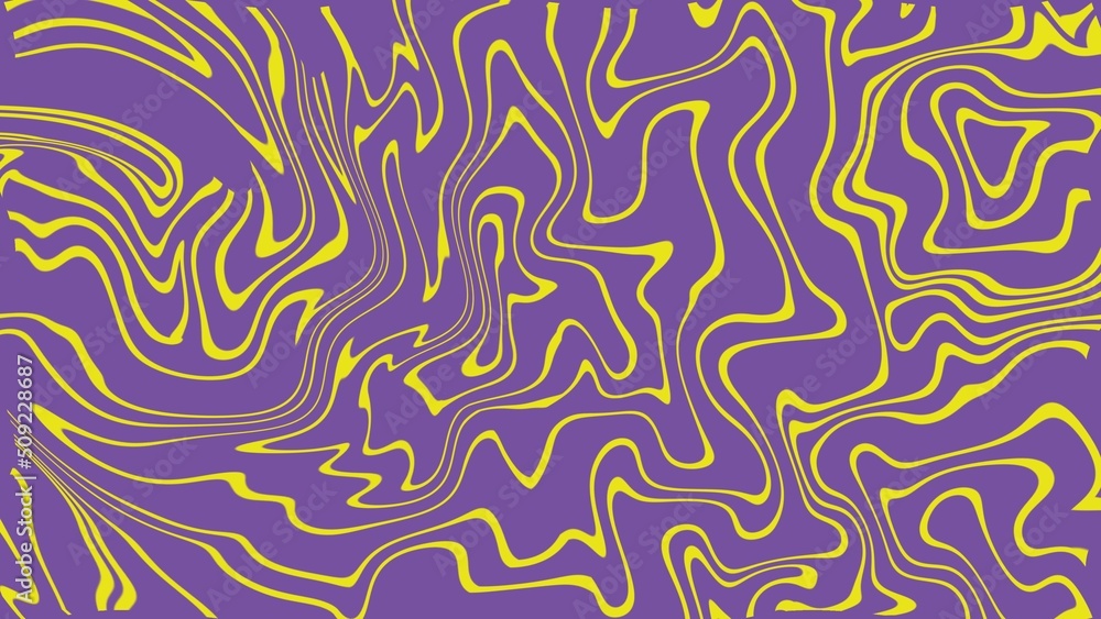 Purple topographic backgrounds and textures with abstract art creations, random yellow waves line background	
