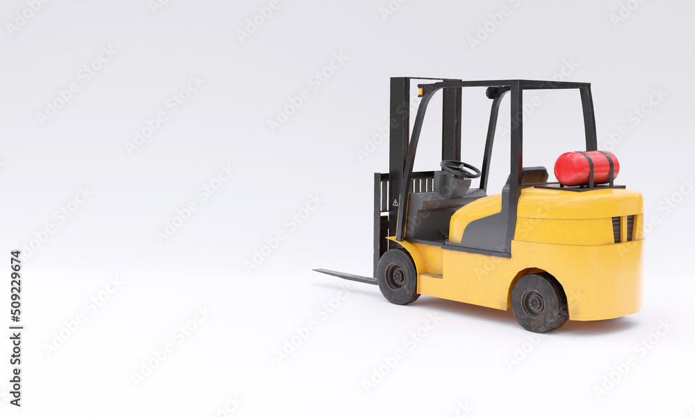 3d illustration, forklift, copy space, 3d rendering.