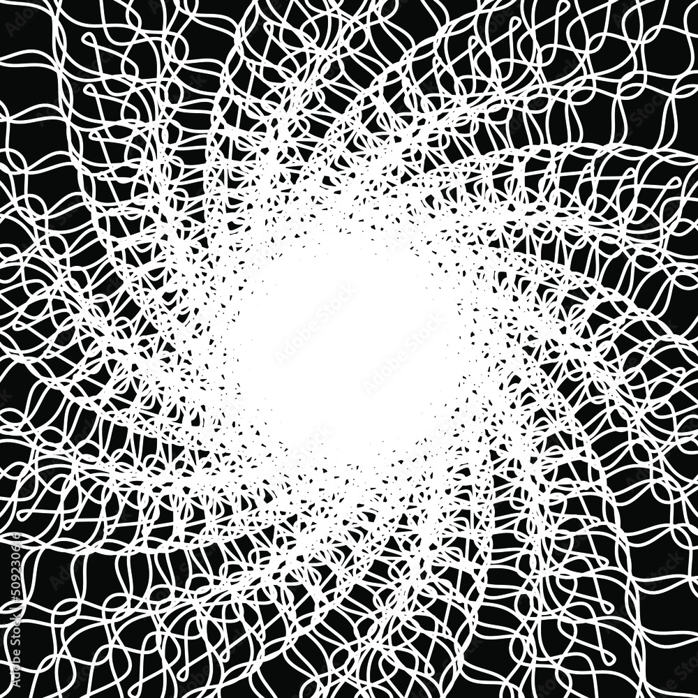 Distorted abstract lines, wireframe tunnel. The white wave spiral wavy ...