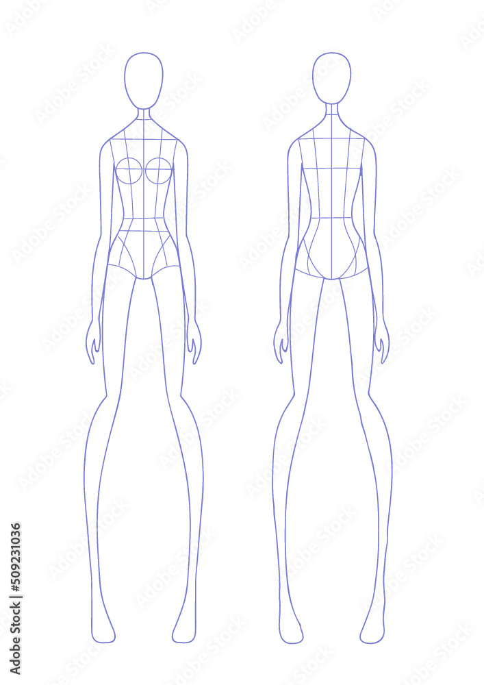 Fashion Flat Sketch Women Croquis / Body Form for CAD Illustration Fashion Flat Sketch Women Croquis / Body Form for CAD Illustration
