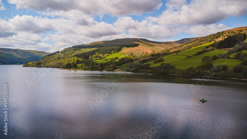 Drone view of brecon beacons in Wales