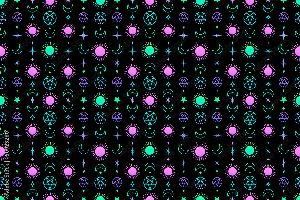 mystical esoteric pattern with sun, moon and stars mystical esoteric pattern with sun, moon and stars