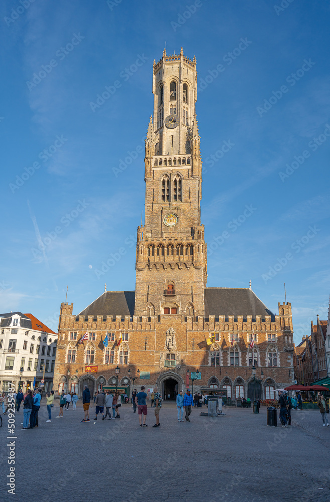 Bruges Belgium - The Belfry of Bruges located in the Market Square 