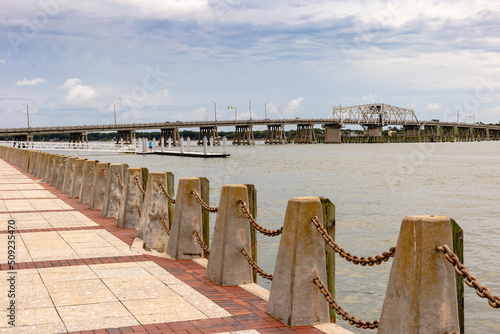 A view of the Richard V. Woods Memorial Bridge from the Henry C. Chambers Waterfront Park, Beaufort, SC photo