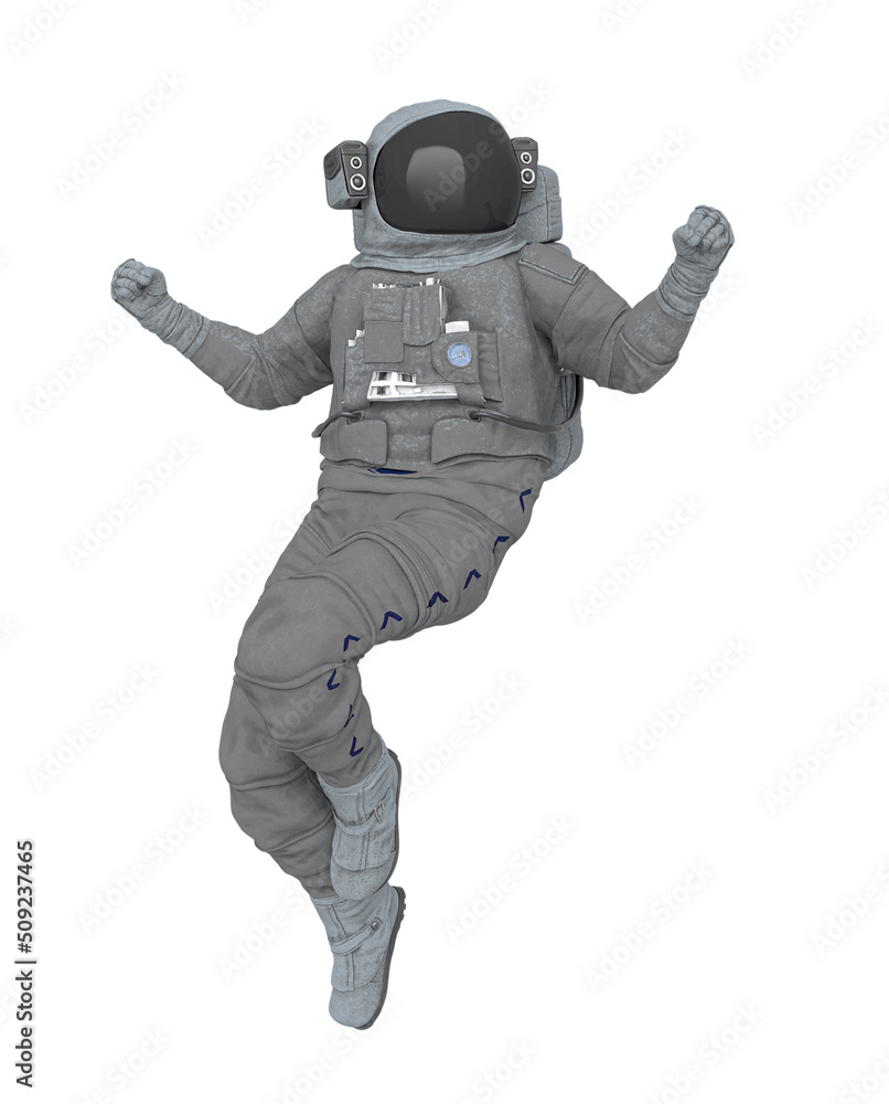 astronaut explorer is floating on white background