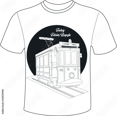 Vintage tram Taksim - Tunel on istiklal Street in istanbul, vector illustration-
T-shirt printing T-shirt design photo