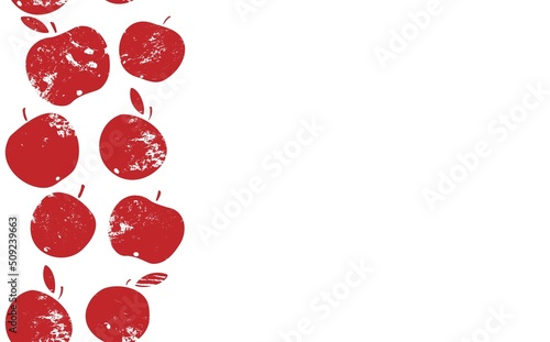 Apples isolated on white background. Vertical Seamless Pattern. Vector illustration.