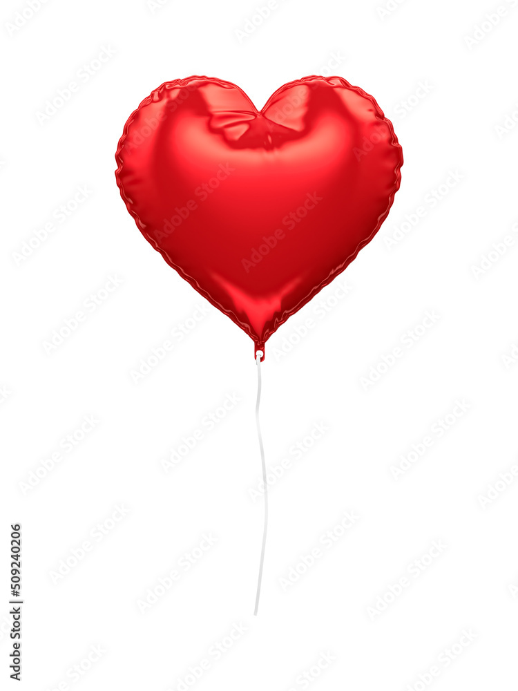 3d rendering of red balloon on a white isolated backgorund