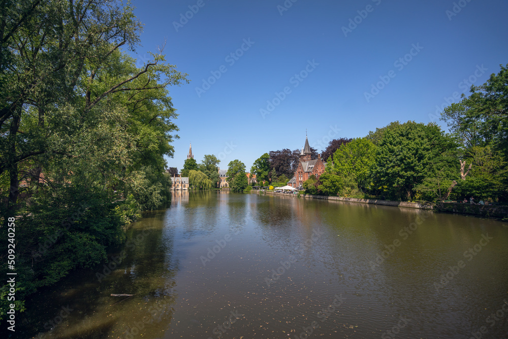 The Minnewater (or Lake of Love), a fairytale scene - Bruges