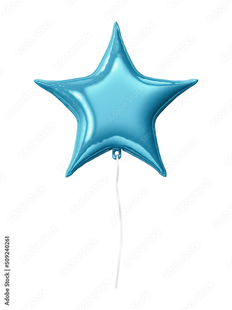 3d rendering of blue balloon on a white isolated backgorund