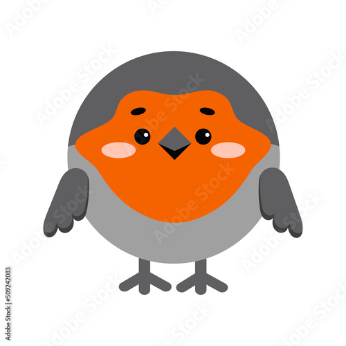 Circle forest robin bird animal face icon isolated on white background. Cute cartoon round shape kawaii redbreast kids avatar character. Vector flat clip art illustration mobile ui game application.