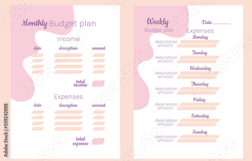  A4 Printable budget planner. Set of budget planner. Financial planner. monthly budget planner. Weekly budget planner. Monthly  income tracker, monthly expenses tracker, weekly expenses. 