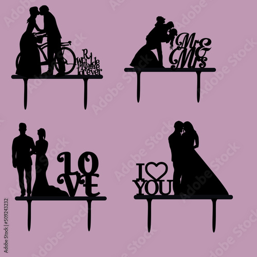 Silhouettes of wedding topper, boyfriends, marriage, I love you