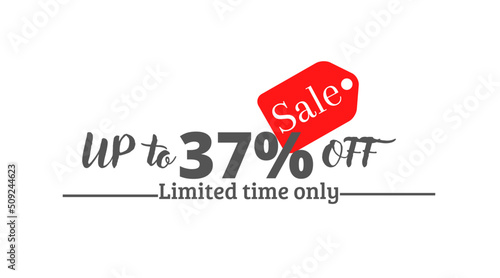 Fotografía 37% off sale, UP tô Online discount with label design