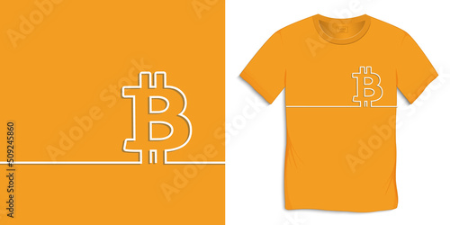 Bitcoin symbol,  icon cryptocurrency design for t-shirt, for print, only two colors, flat design vector