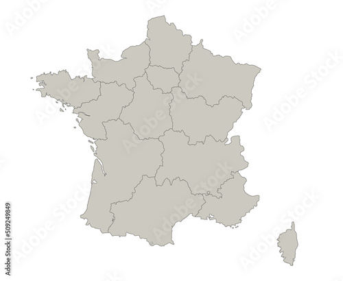France map, individual regions, blank photo