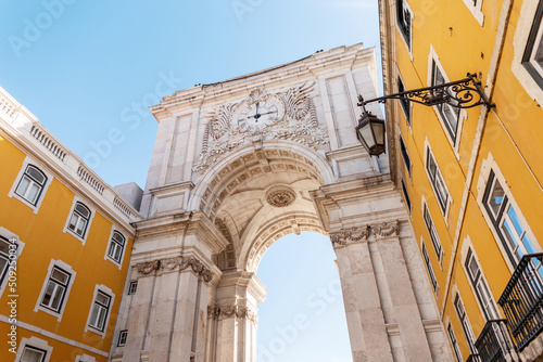 Amazing city of Lisbon, Portugal. Vintage historical sculpture and a trip to beautiful Europe.  Arco da rua Augusta photo