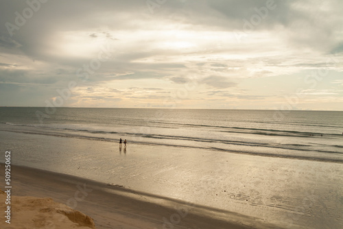 Sunset in the sea of jericoacoara ceará. Quiet moment on vacation and getting to know the world. travel concept. Freedom concept. Space for text