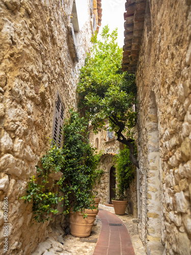 View of mountain top village Eze in Provence, France.