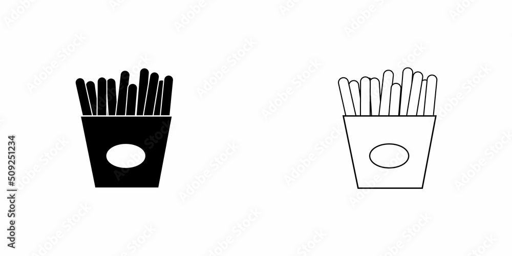 French fries. Vector icon isolated on a white background. French fries. Vector icon isolated on a white background.