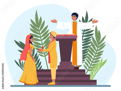 Indian wedding traditional ceremony. Indian bride and groom