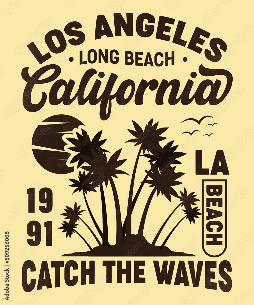 Obraz premium Long Beach California T-Shirt Design a JPEG image suitable for T-Shirt, Mugs, Bags, Posters, Cards, and much more. The Package is 4500* 5400px