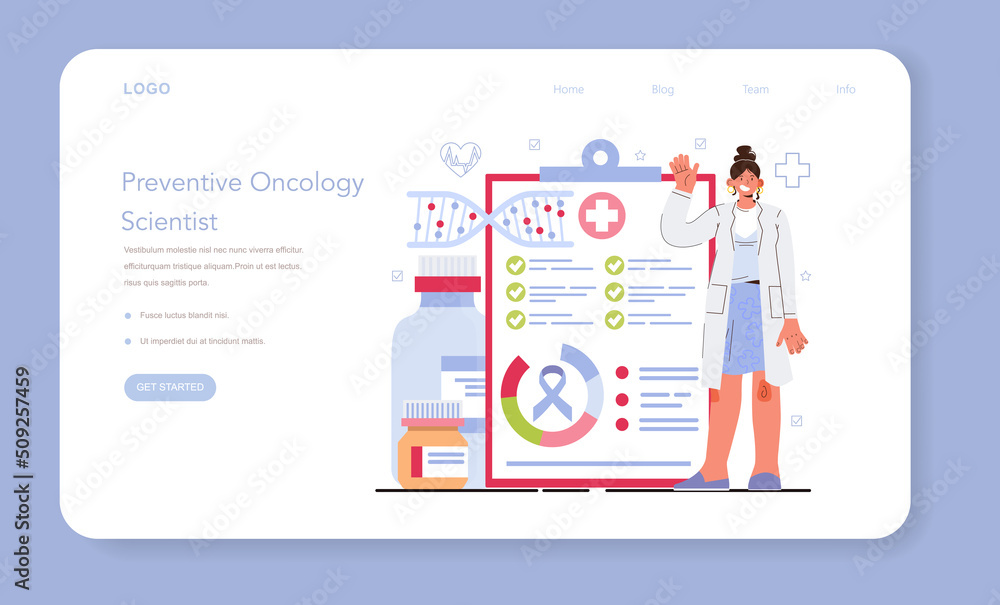Preventive oncology web banner or landing page. Cancer disease