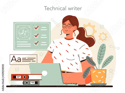 Technical writer concept. User manual tutorial writing. Guidebook