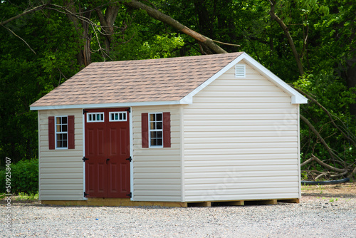 a nice new gray storage shed © Victor