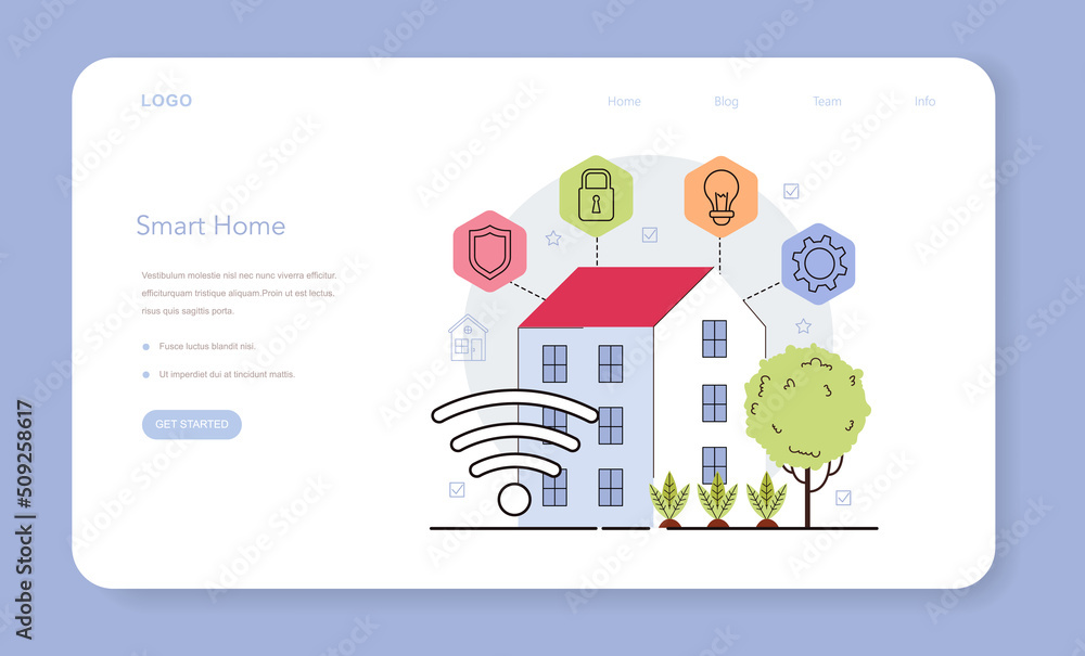 Smart home web banner or landing page. Idea of wireless technology Smart home web banner or landing page. Idea of wireless technology
