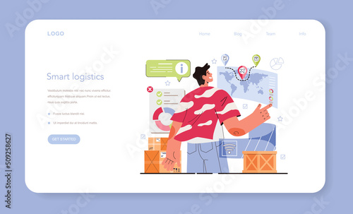 Smart logistics technologies web banner or landing page. Idea of modern