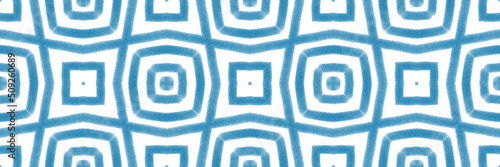 Ikat repeating seamless border. Blue symmetrical