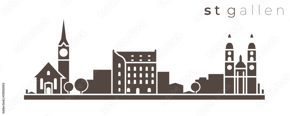 Obraz premium St Gallen Simple Monochrome Stylish Skyline