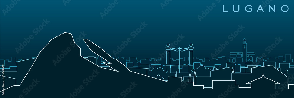 Lugano Multiple Lines Skyline and Landmarks Lugano Multiple Lines Skyline and Landmarks