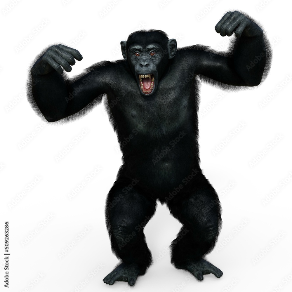 3d-illustration of an isolated fantasy chimpanzee 3d-illustration of an isolated fantasy chimpanzee