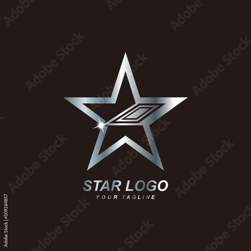 Star logo with modern concept in silver edition. 