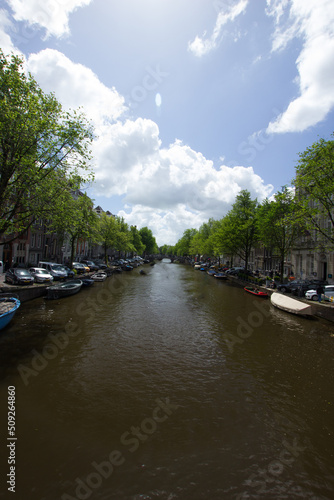 Beautiful Gracht (town canal) in the city of Amsterdam
