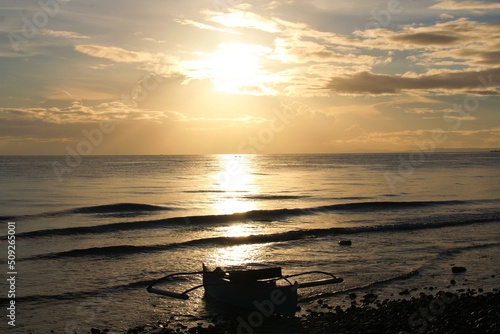 Boat in Sunrise in the beach, Sogod, Cebu, Philippines