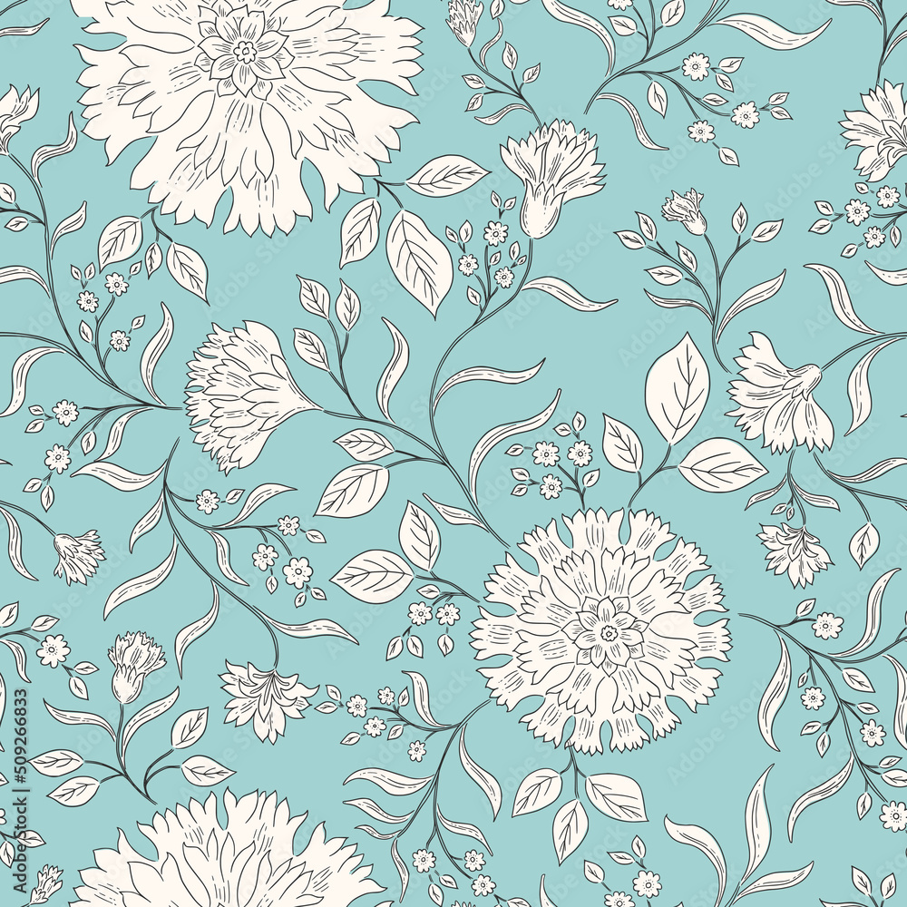Beautiful Swirly Chintz Floral With Vintage Background