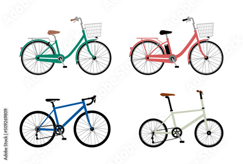 シンプルな自転車のイラストセット