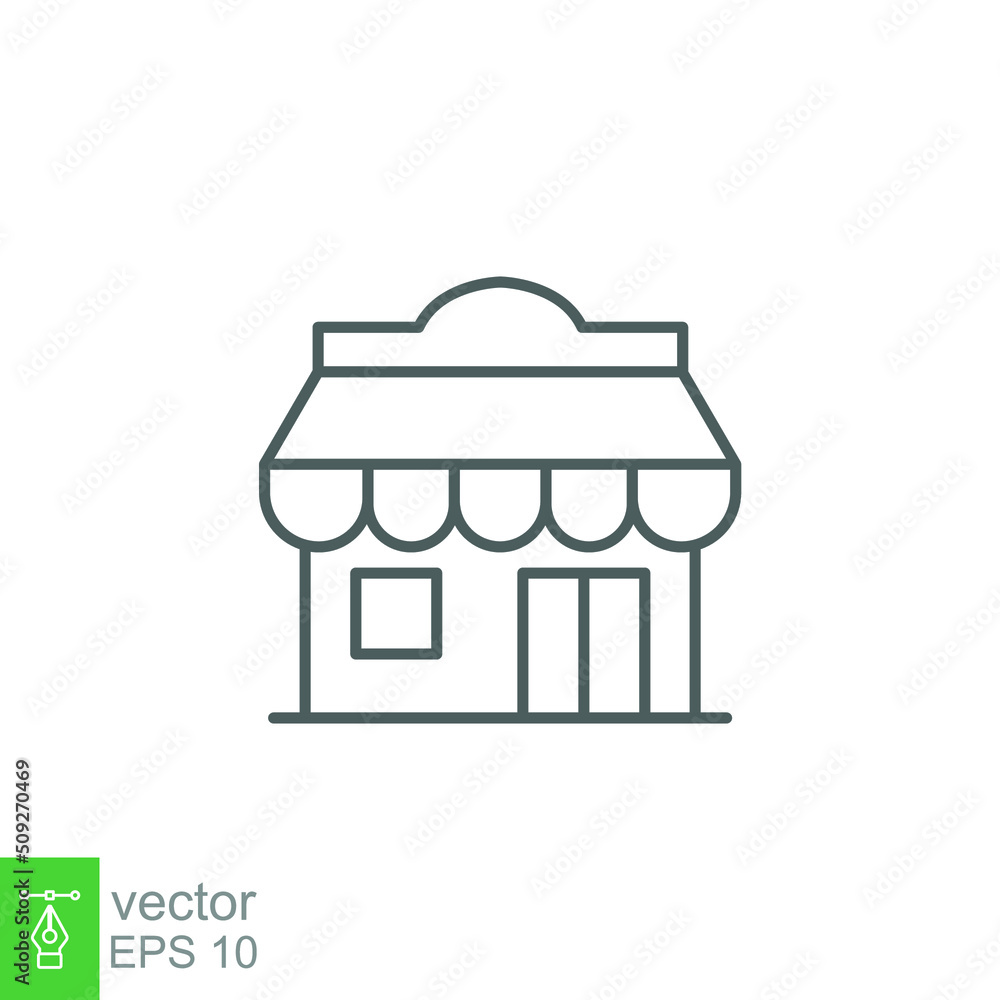 Naklejka premium Store icon. Simple outline style. Online shop concept. Thin line vector illustration isolated. EPS 10.