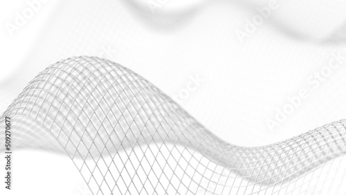 White Mathematical Geometric Abstract Wave Grid under White Background Wall Paper. Architectural Sculpture. 3D illustration. 3D high quality rendering. 3D CG.