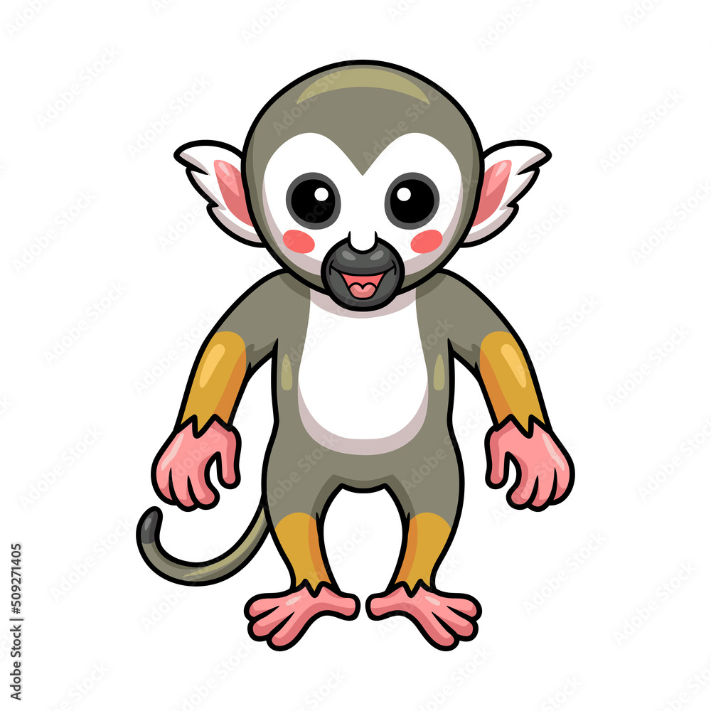 Cute little squirrel monkey cartoon standing Cute little squirrel monkey cartoon standing