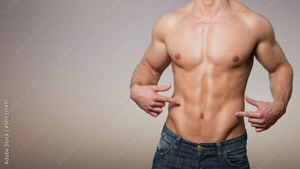 Attractive Sporty young man in boxer underwear