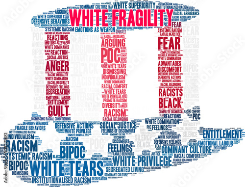 White Fragility Word Cloud on a white background