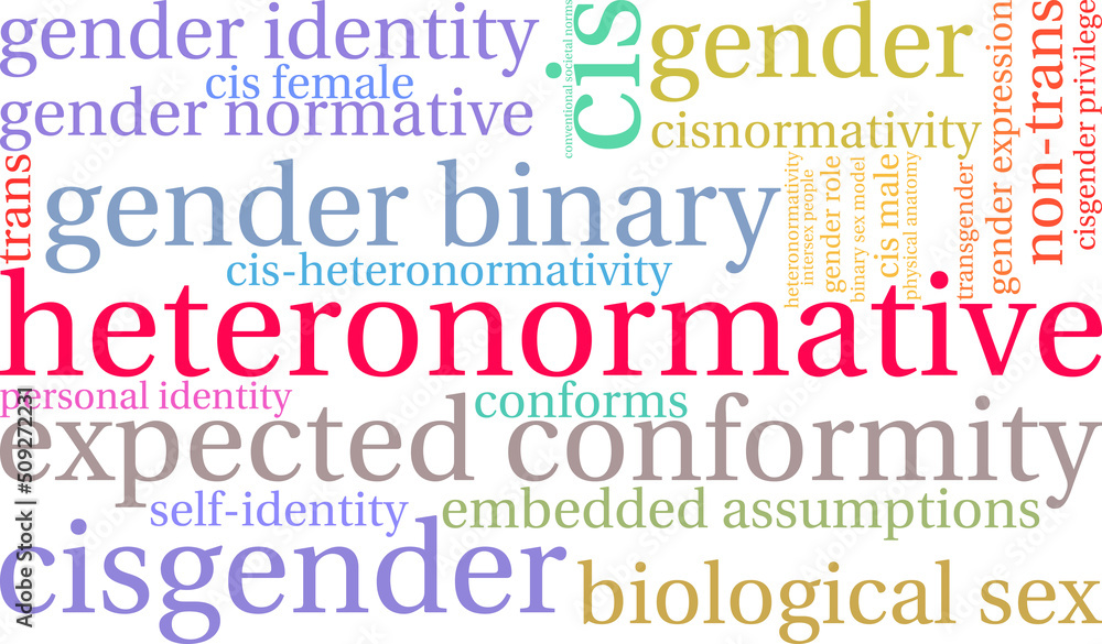 Heteronormative Word Cloud on a white background. Heteronormative Word Cloud on a white background.